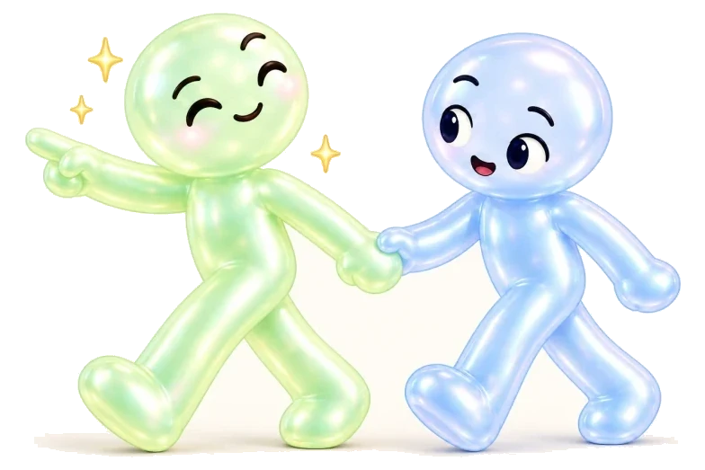 Two characters represent the two ends of the question.