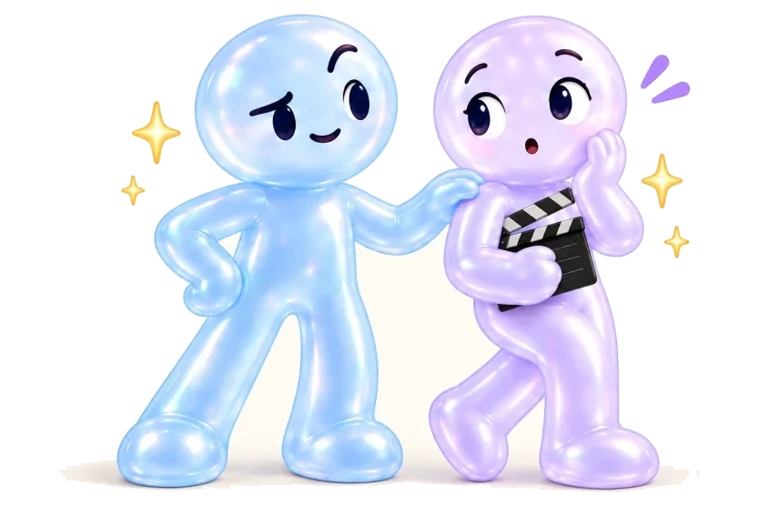 Two characters represent the two ends of the question.
